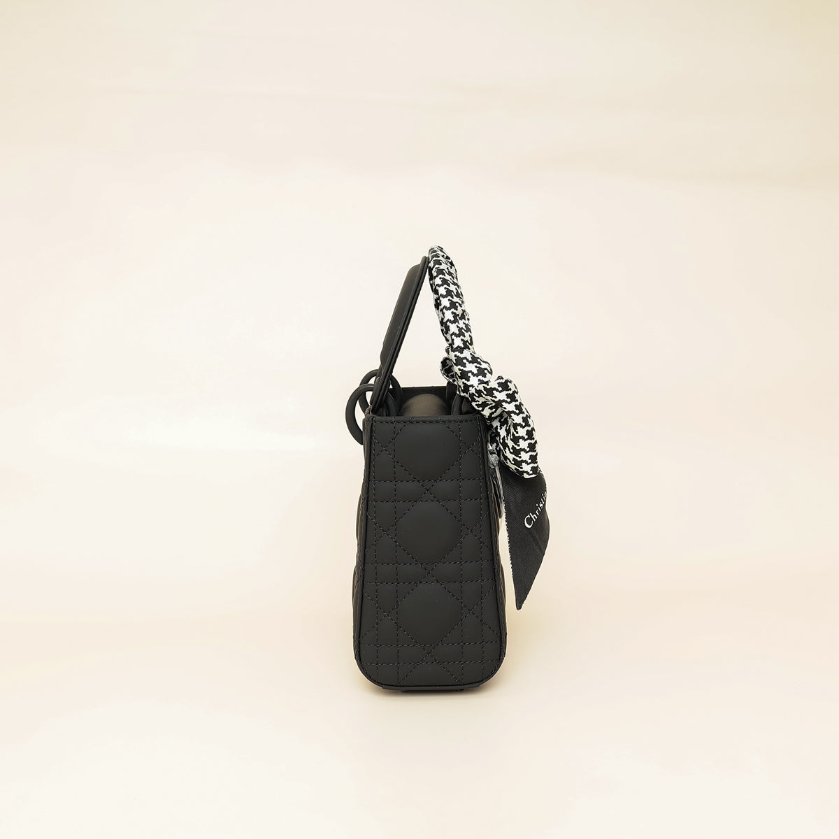 Christian Dior So Black Ultramatte Lady Dior Mini Chain Bag W/ Twilly