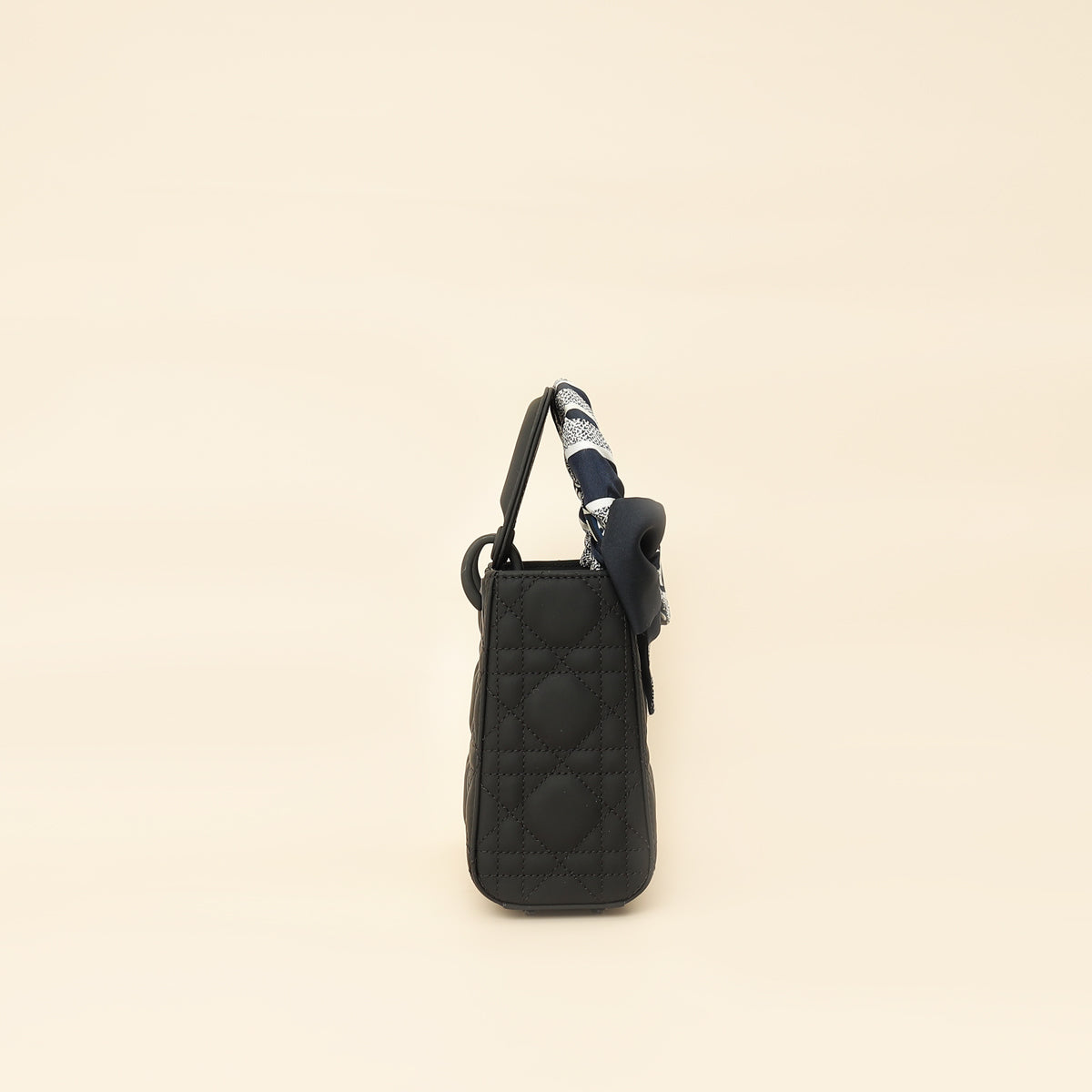 Christian Dior So Black Ultramatte Lady Dior Mini Chain Bag W/ Twilly