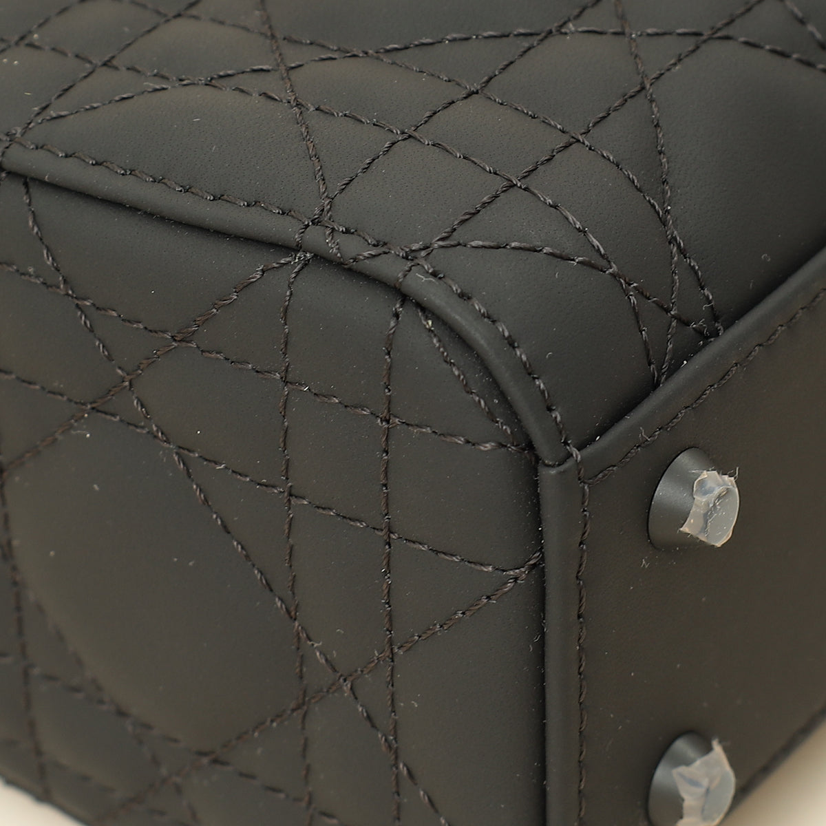 Christian Dior So Black Ultramatte Lady Dior Mini Chain Bag W/ Twilly