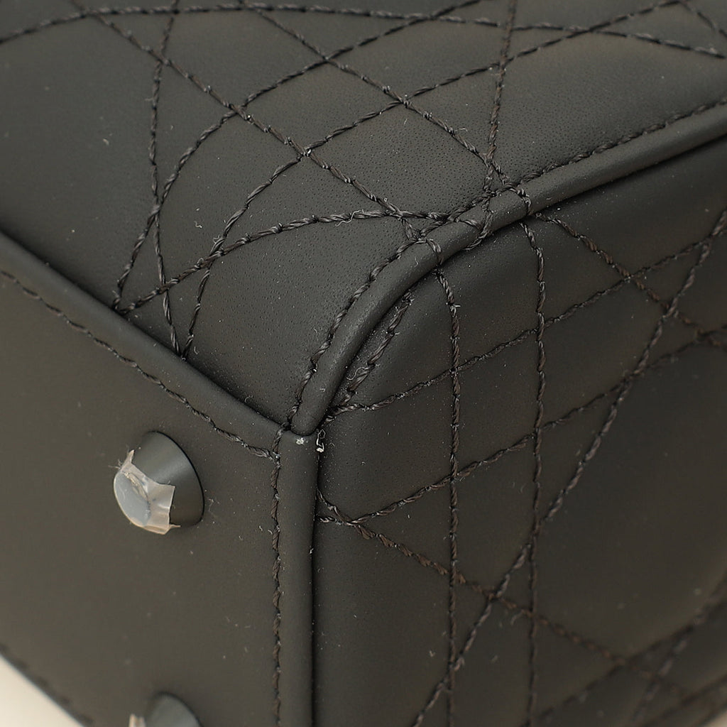 Christian Dior So Black Ultramatte Lady Dior Mini Chain Bag W/ Twilly