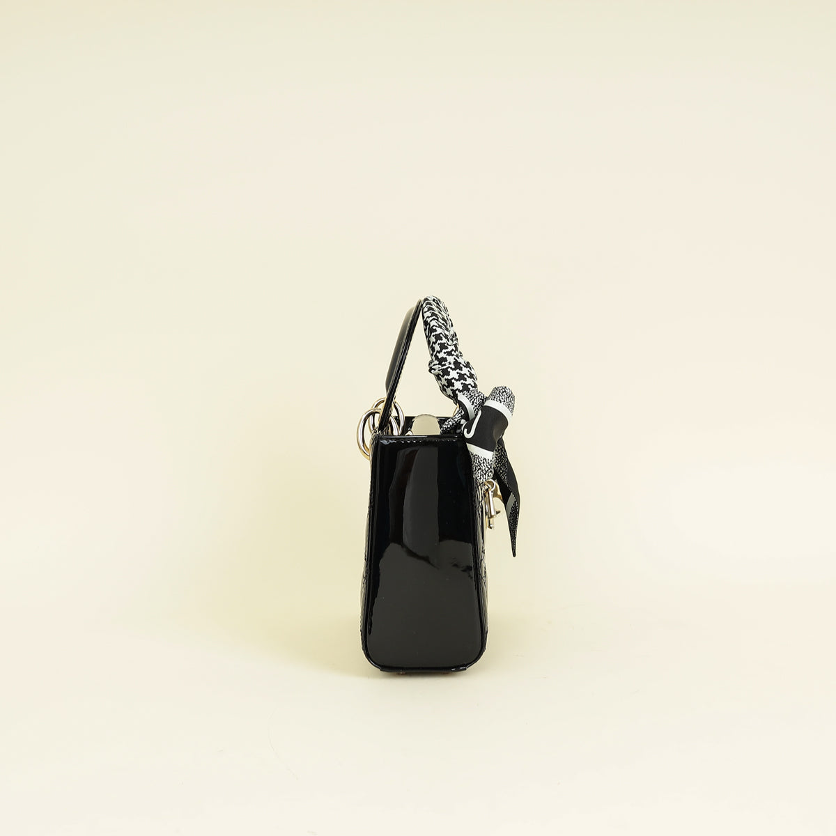 Christian Dior Black Lady Dior Mini Chain Bag W/ Twilly