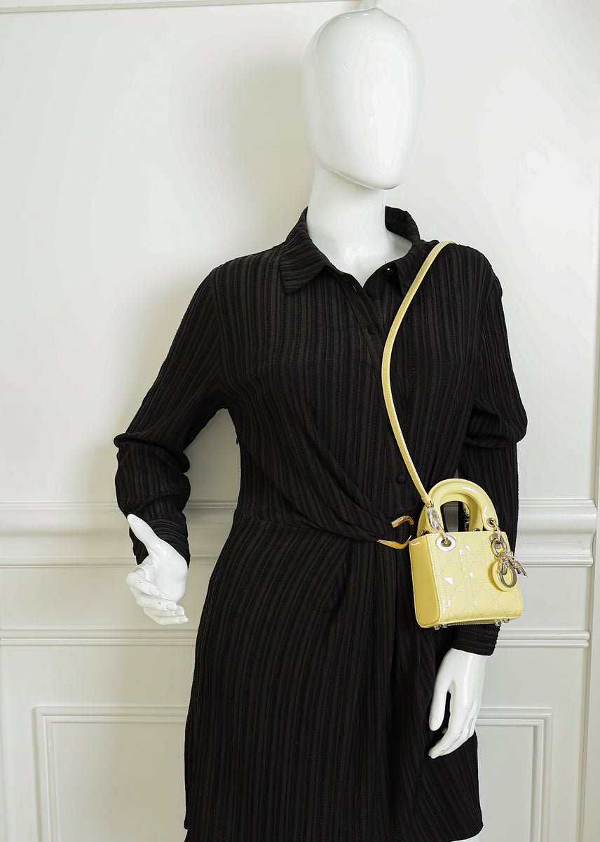 Christian Dior Yellow Micro Lady Dior Bag