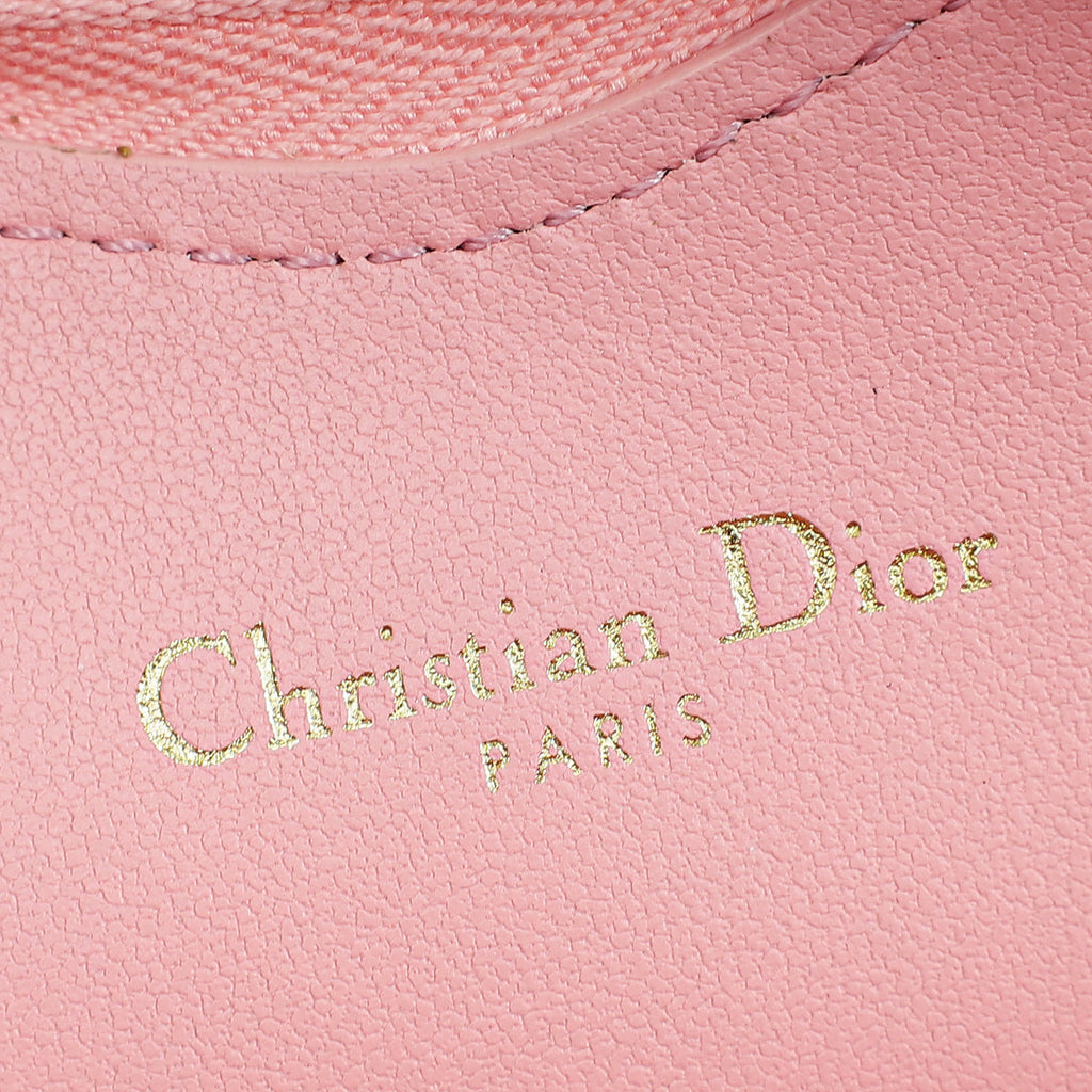 Christian Dior Pale Pink Dioramour Dior Caro Heart Pouch with Chain
