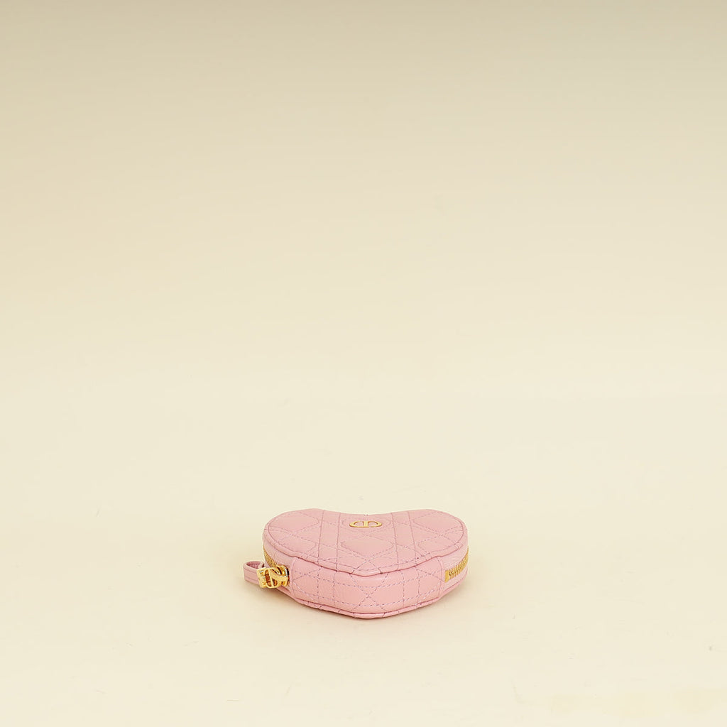 Christian Dior Pale Pink Dioramour Dior Caro Heart Pouch with Chain