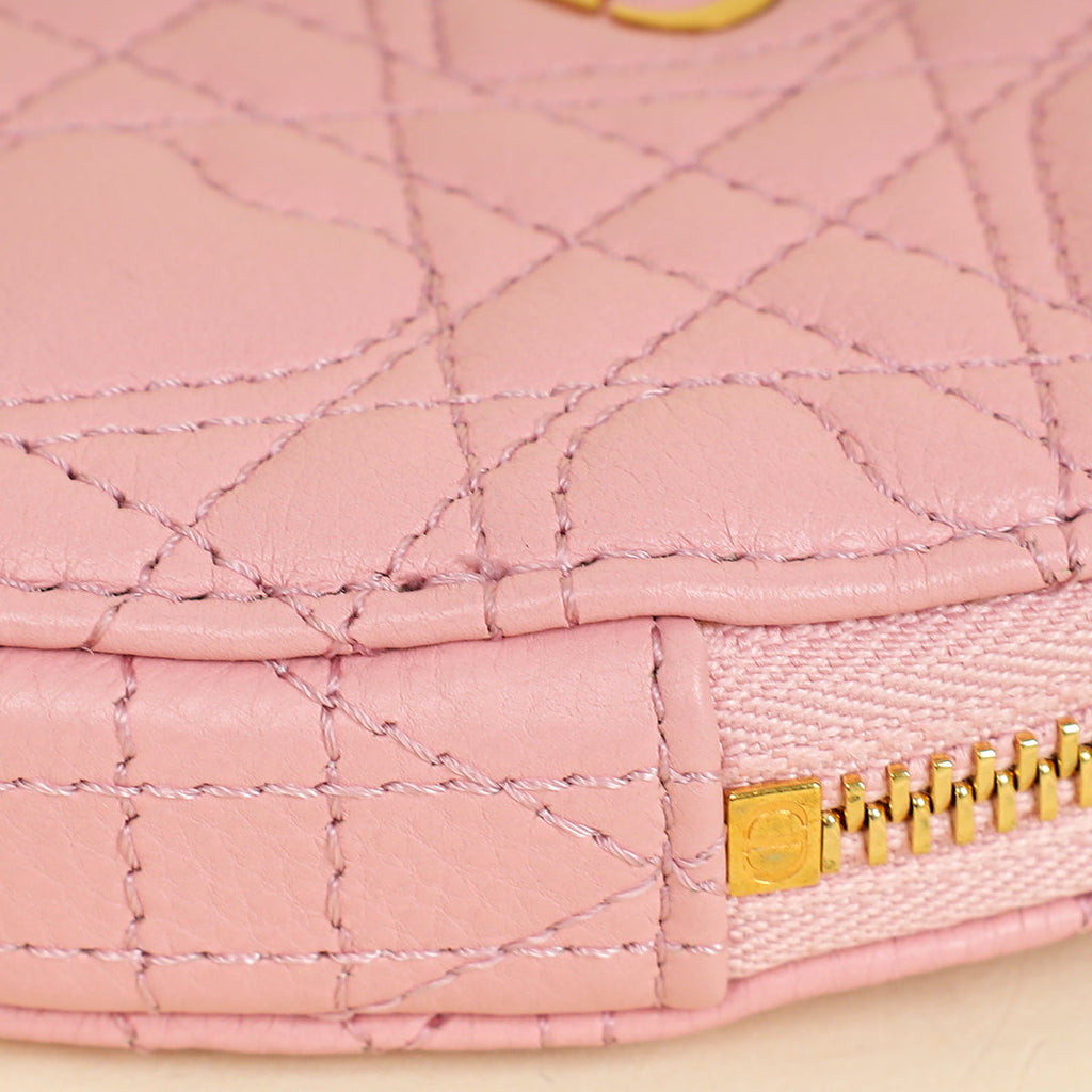 Christian Dior Pale Pink Dioramour Dior Caro Heart Pouch with Chain