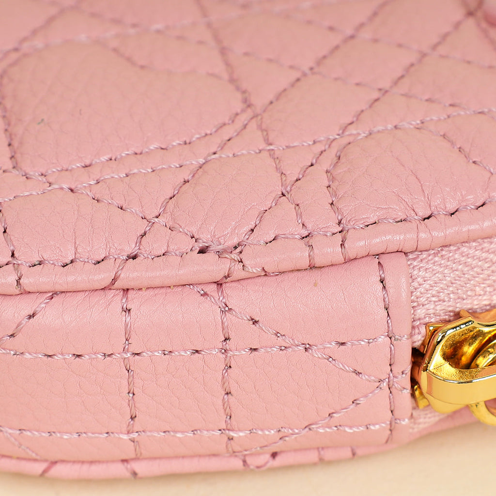 Christian Dior Pale Pink Dioramour Dior Caro Heart Pouch with Chain