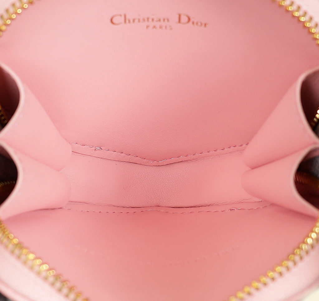 Christian Dior Pale Pink Dioramour Dior Caro Heart Pouch with Chain