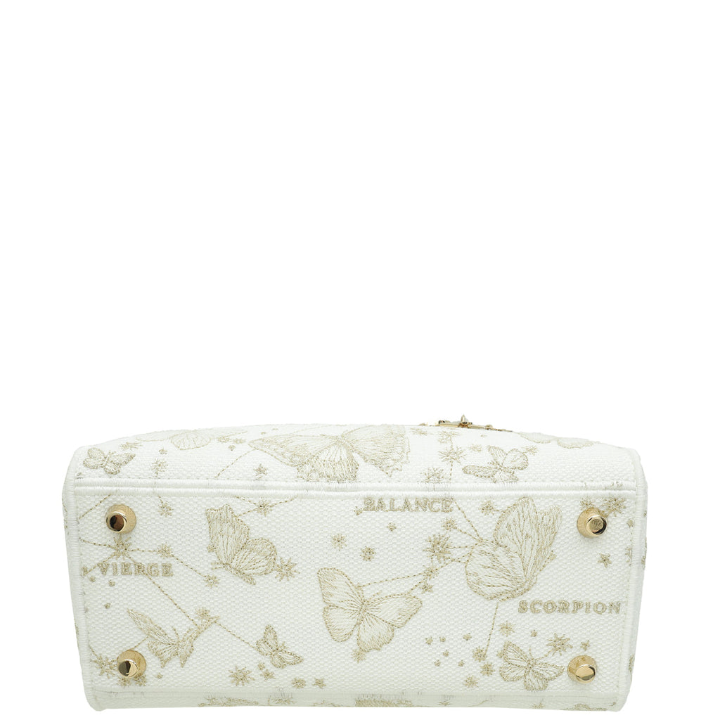 Christian Dior Bicolor Lady D-Lite Medium Butterfly Zodiac Embroidery Bag