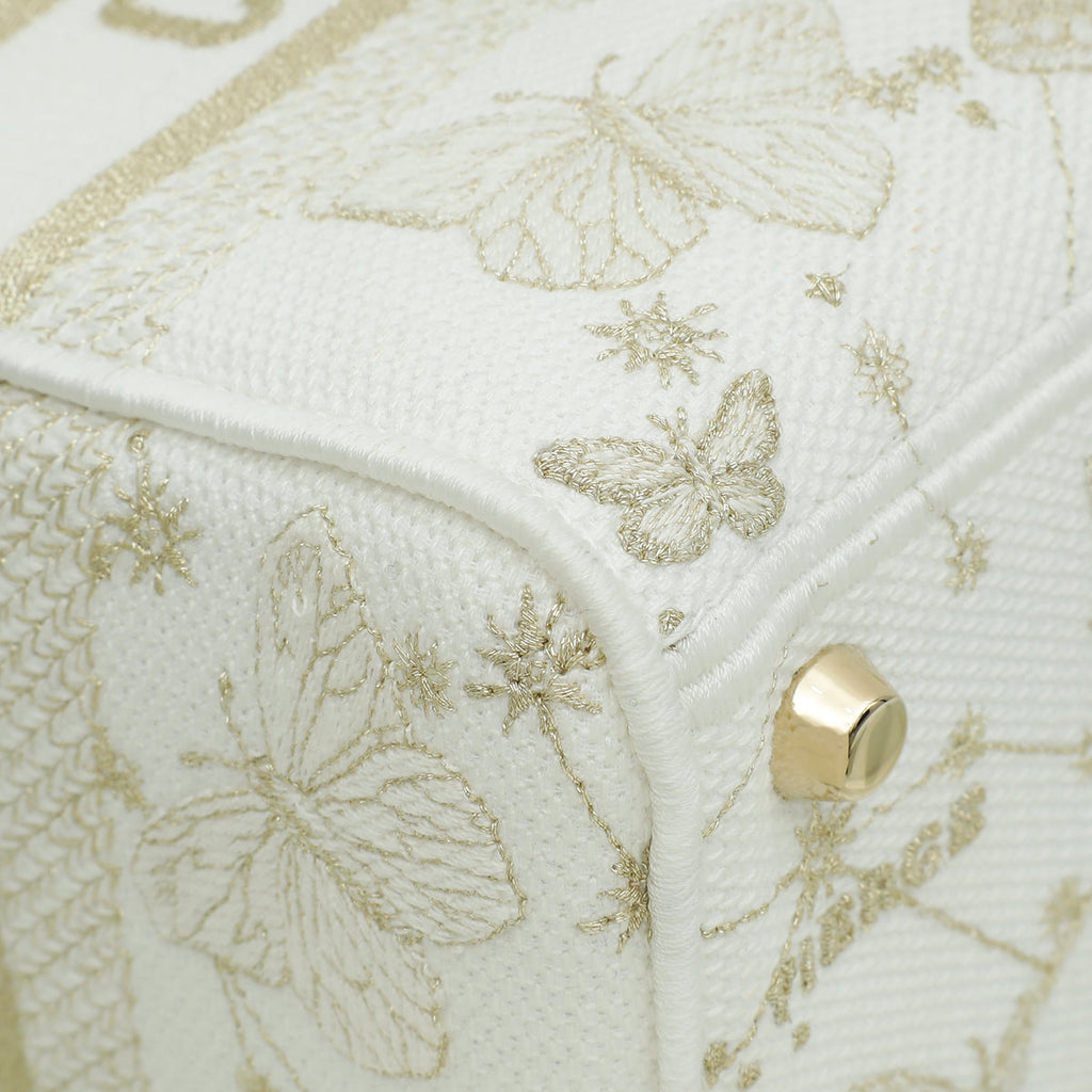 Christian Dior Bicolor Lady D-Lite Medium Butterfly Zodiac Embroidery Bag