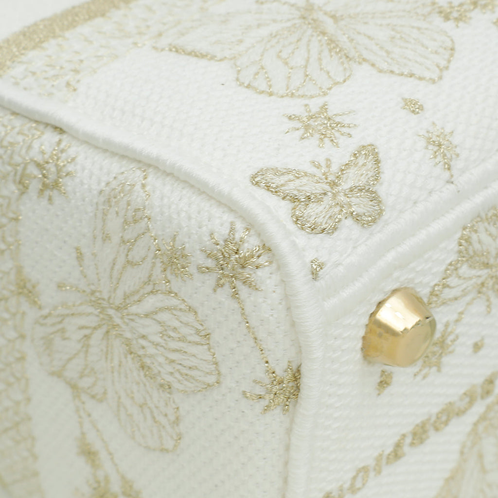 Christian Dior Bicolor Lady D-Lite Medium Butterfly Zodiac Embroidery Bag