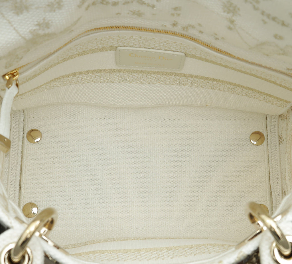 Christian Dior Bicolor Lady D-Lite Medium Butterfly Zodiac Embroidery Bag