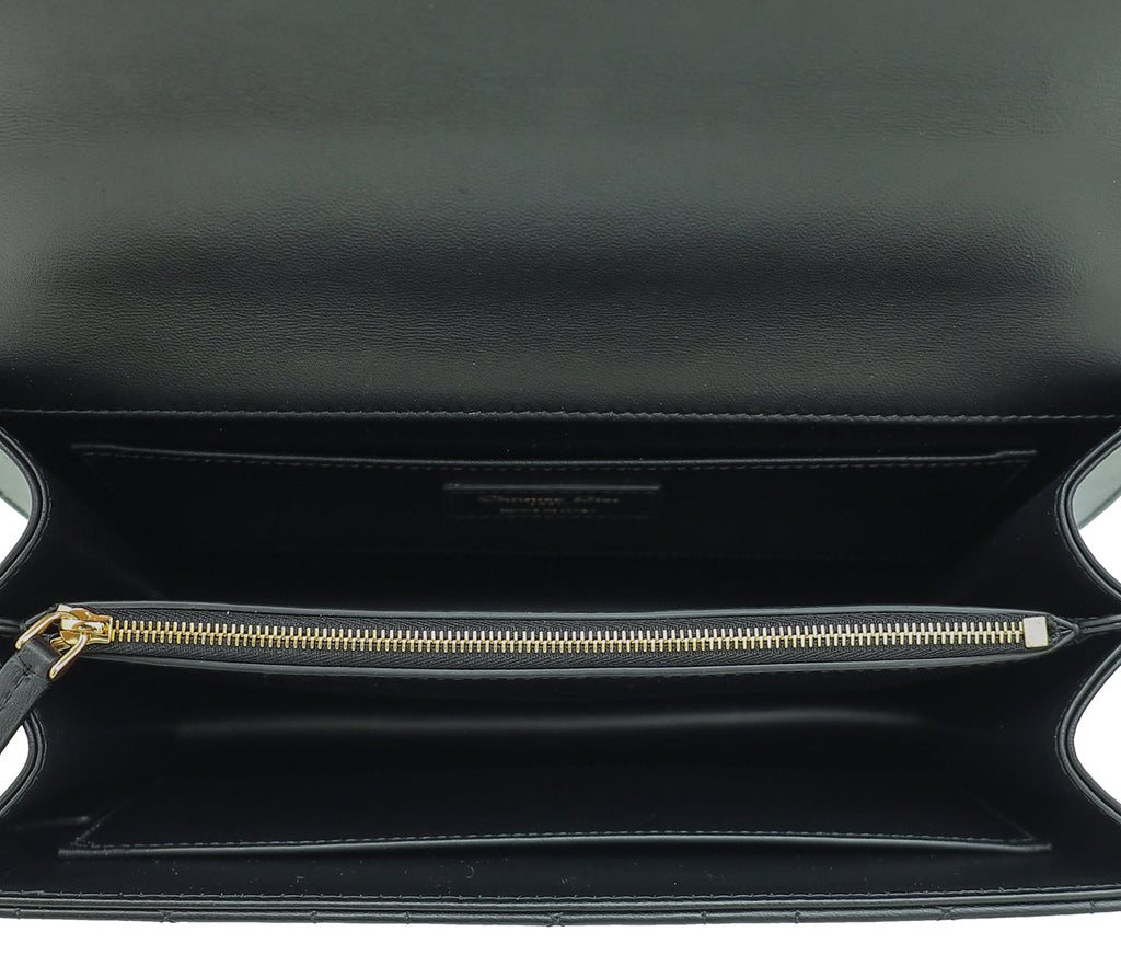 Christian Dior Black Ange Macrocannage Medium Top Handle Bag