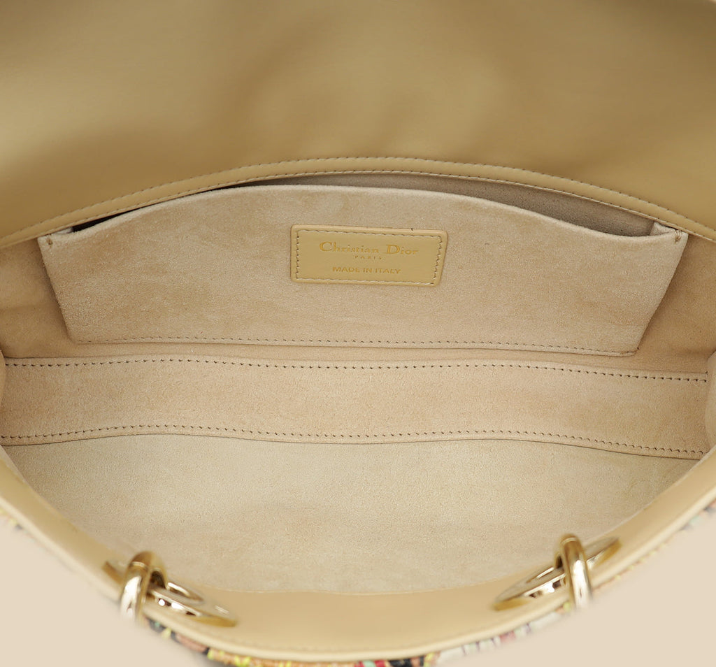 Christian Dior Multicolor Lady D-Joy Medium Raffai Albero della Vita Embroidery Bag