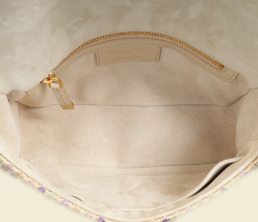 Christian Dior Gold Multicolor Caro Embellished Small Flap Bag