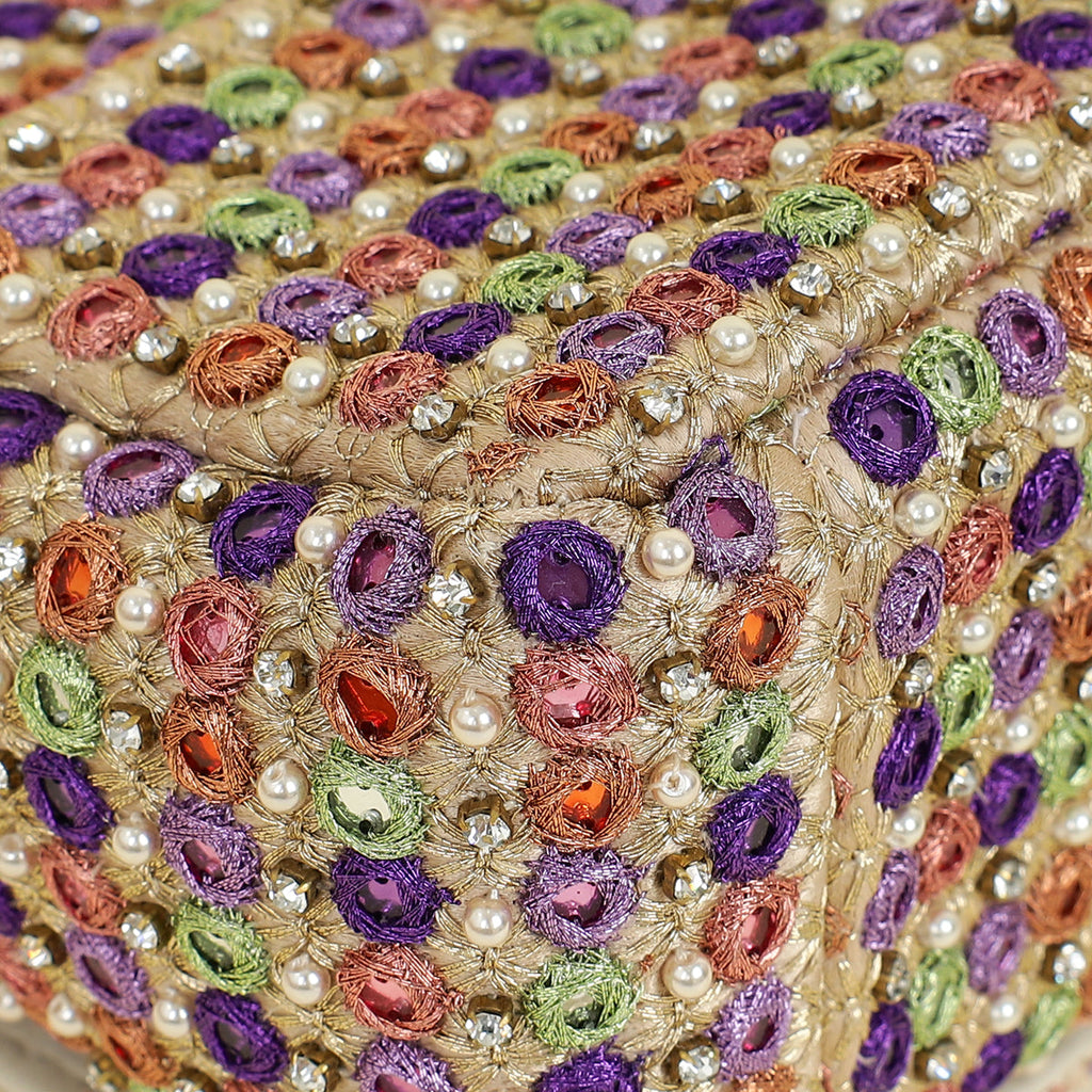 Christian Dior Gold Multicolor Caro Embellished Small Flap Bag