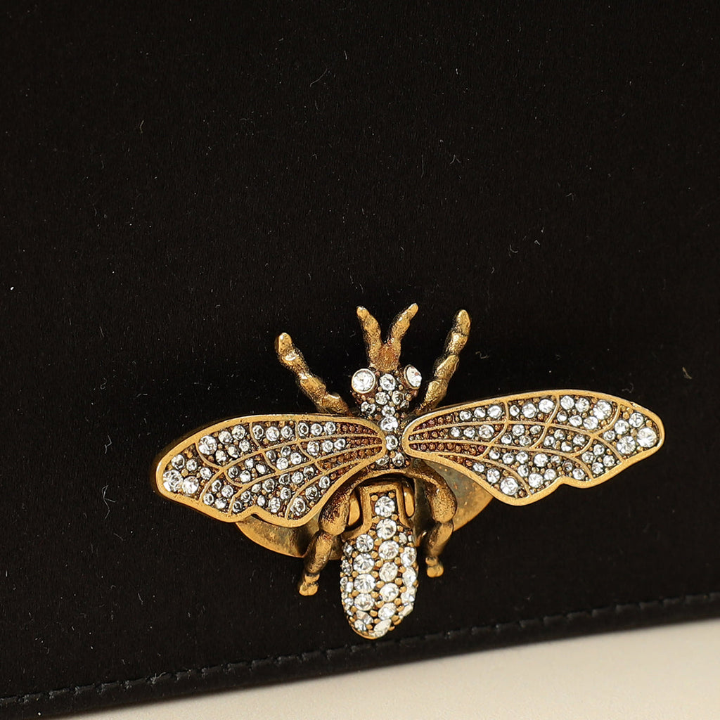 Christian Dior Black D-Bee Satin Evening Clutch Bag