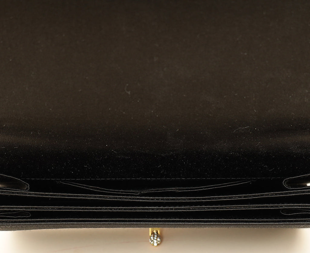 Christian Dior Black D-Bee Satin Evening Clutch Bag