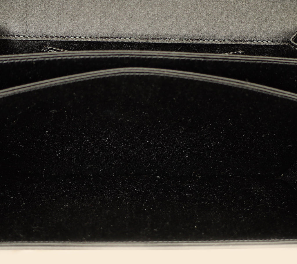 Christian Dior Black D-Bee Satin Evening Clutch Bag