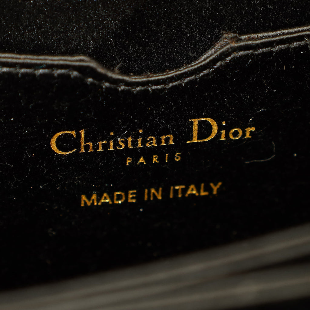 Christian Dior Black D-Bee Satin Evening Clutch Bag