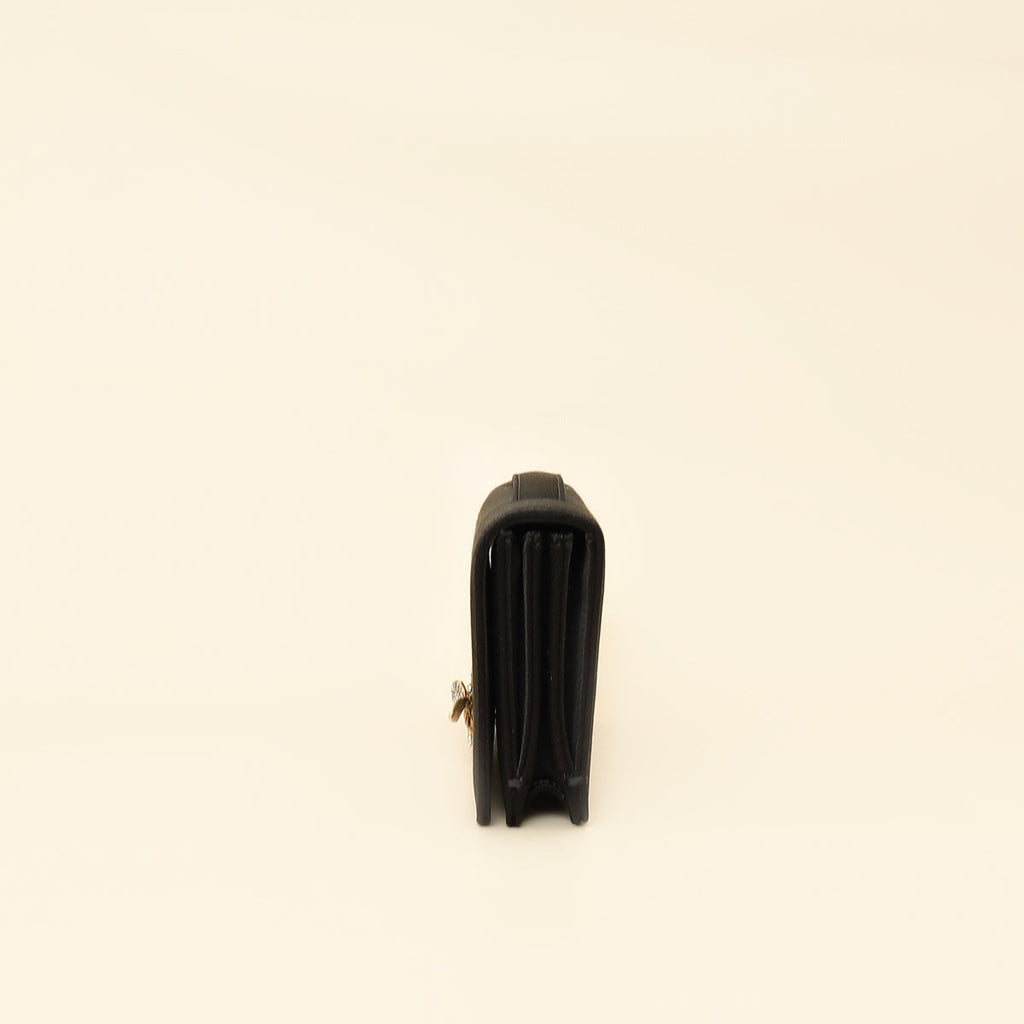 Christian Dior Black D-Bee Satin Evening Clutch Bag