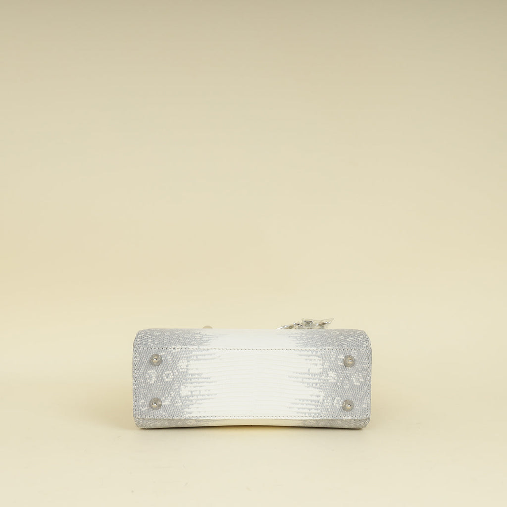 Christian Dior White Ombre Lizard Lady Dior Small Bag