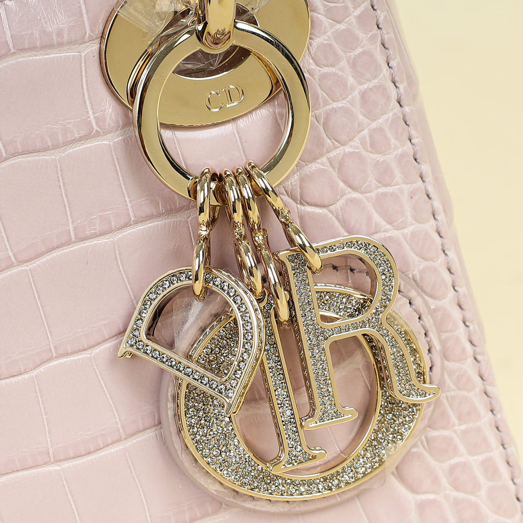 Christian Dior Lilac Lady Dior Mini Alligator Mississippiensis Crystal Bag