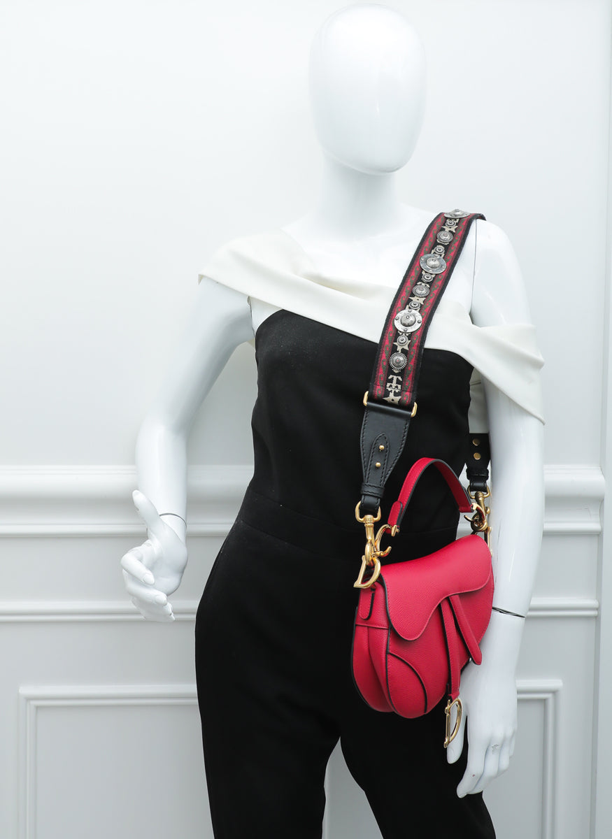 Christian Dior Red Saddle Mini Bag W/ Bag Strap