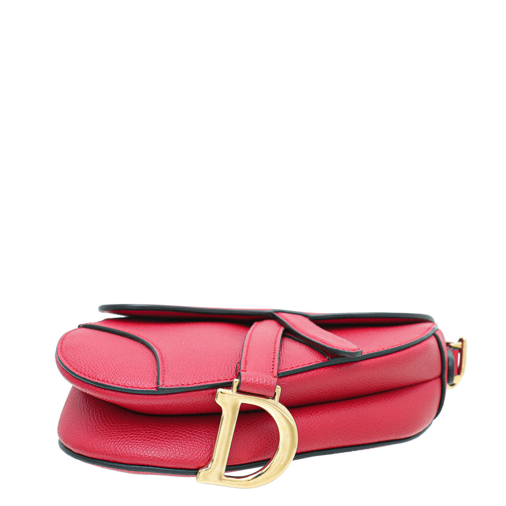 Christian Dior Red Saddle Mini Bag W/ Bag Strap