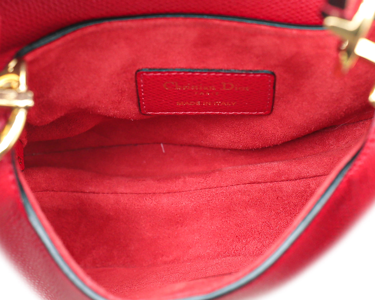 Christian Dior Red Saddle Mini Bag W/ Bag Strap