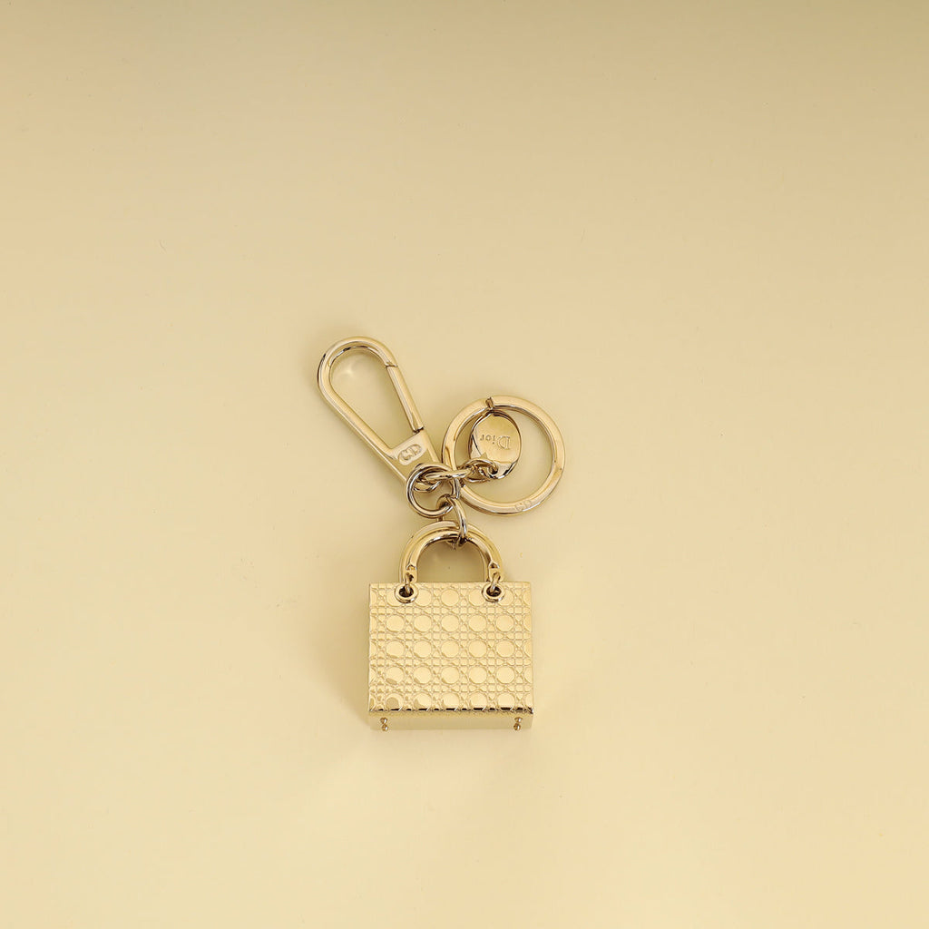 Christian Dior Gold Lady Dior Keychain Bag Charm