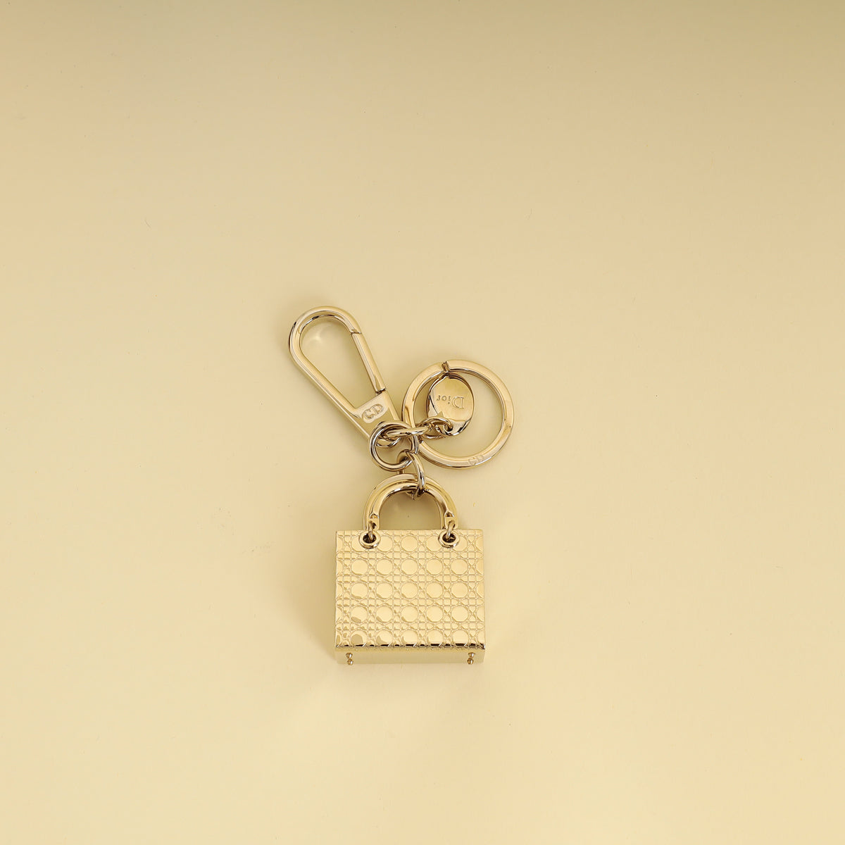 Christian Dior Gold Lady Dior Keychain Bag Charm