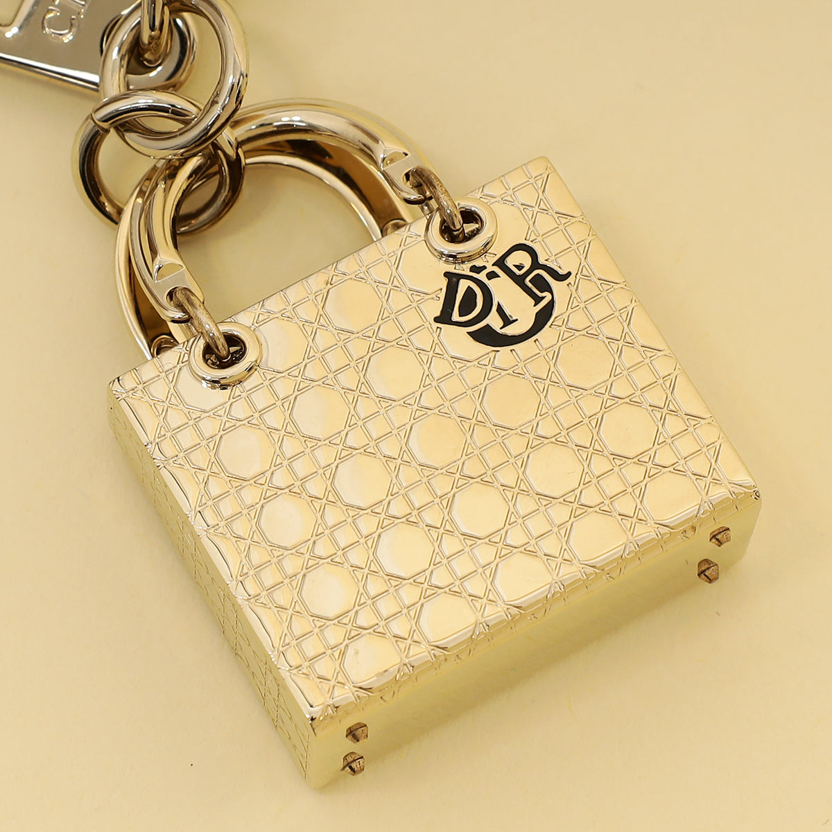 Christian Dior Gold Lady Dior Keychain Bag Charm