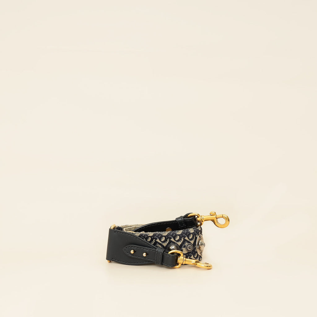 Christian Dior Navy Blue Signature Dior Vintage Oblique Medallion Bag Strap