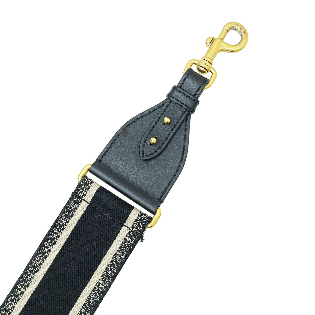 Christian Dior Black CHRISTIAN DIOR' Embroidery Wide Shoulder Strap