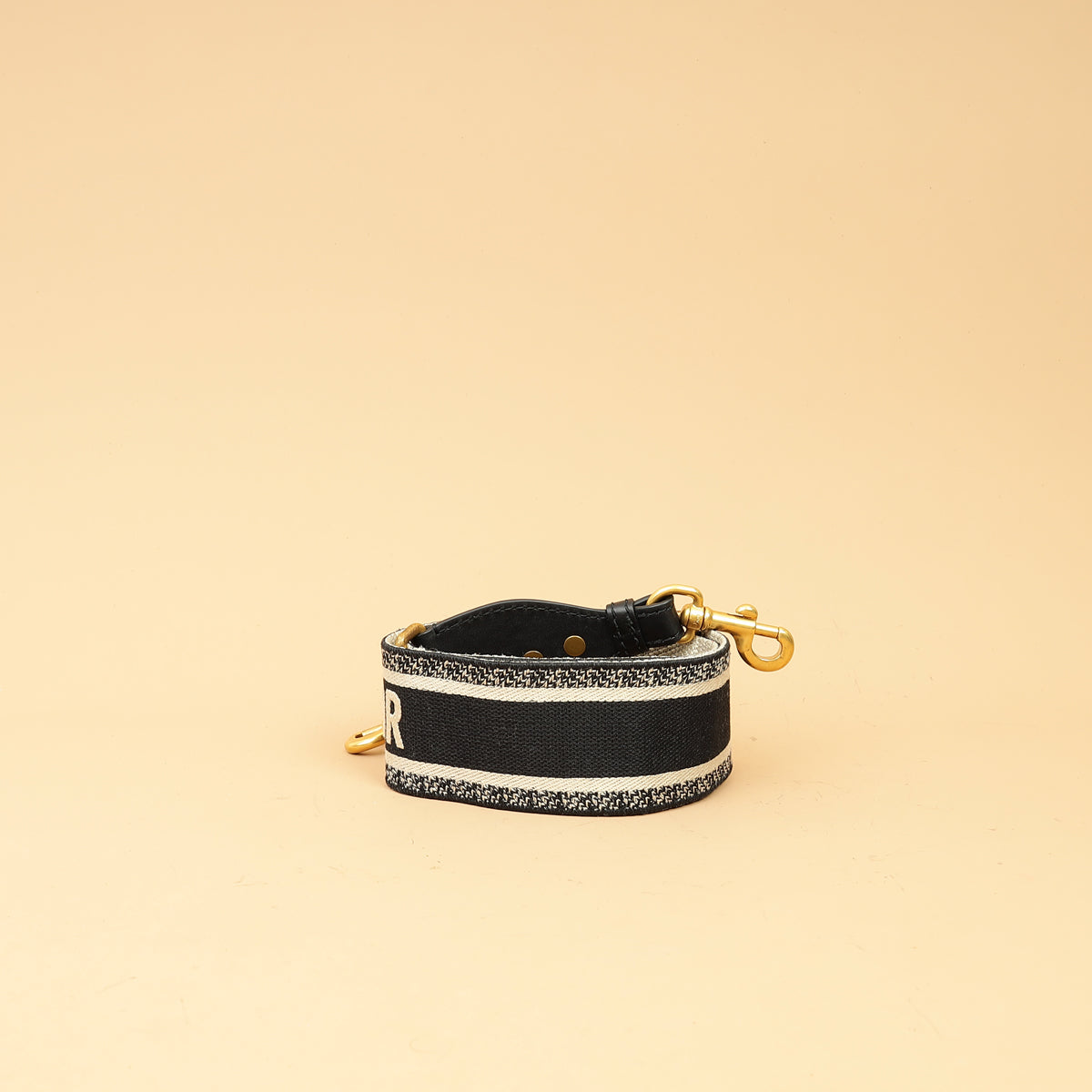 Christian Dior Black Embroidery 6cm Shoulder Strap
