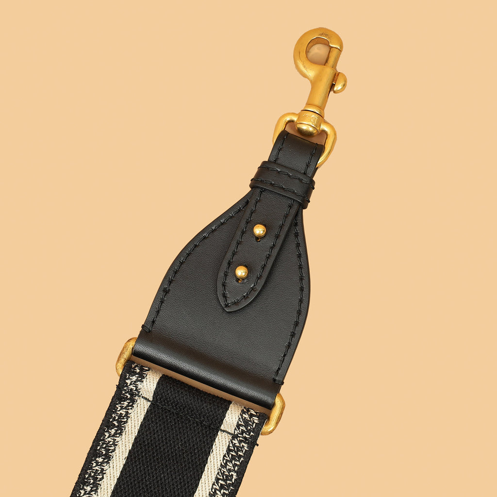 Christian Dior Black Embroidery 6cm Shoulder Strap