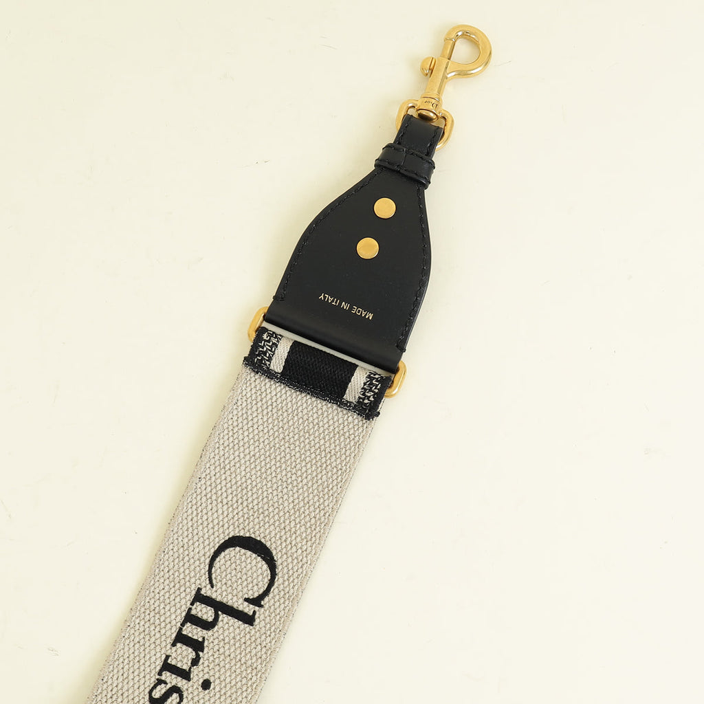 Christian Dior Bicolor "Christian Dior Paris" Embroidery Shoulder Strap