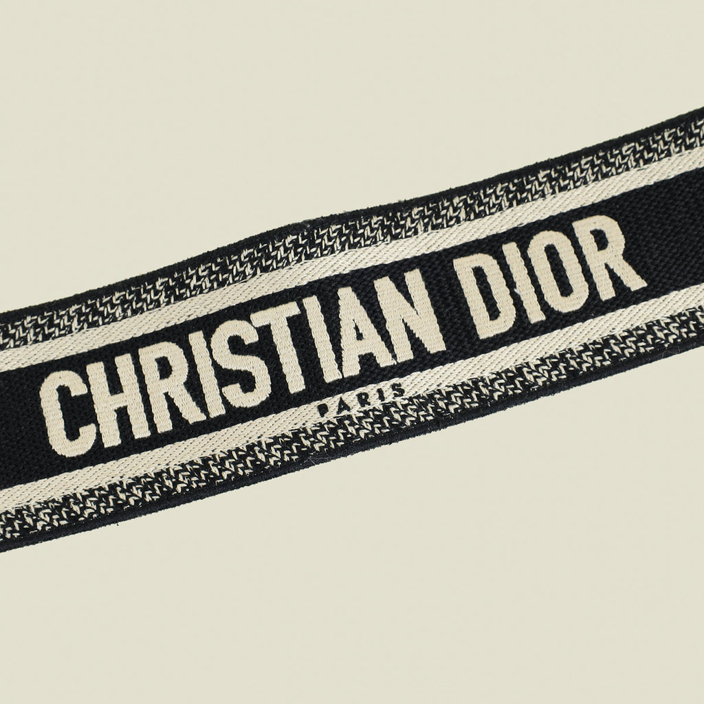 Christian Dior Bicolor "Christian Dior Paris" Embroidery Shoulder Strap