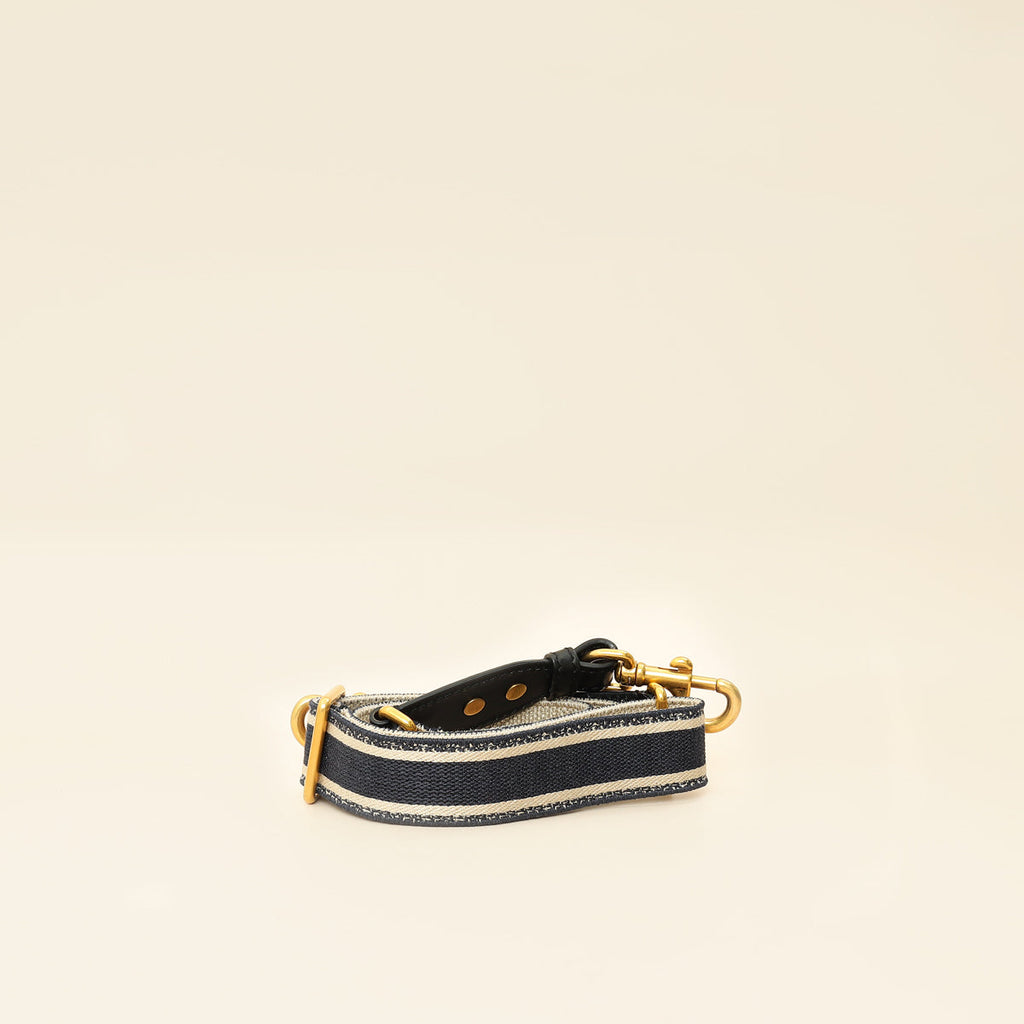 Christian Dior Navy Blue 'Christian Dior' Embroidery Adjustable Shoulder Strap