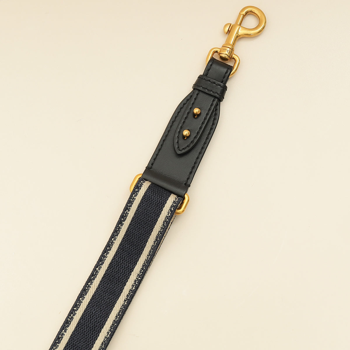 Christian Dior Navy Blue 'Christian Dior' Embroidery Adjustable Shoulder Strap