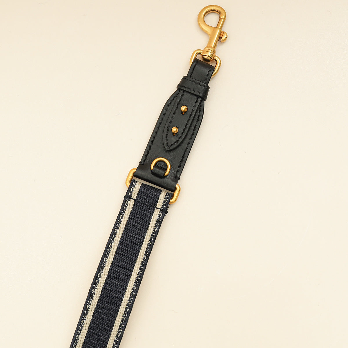 Christian Dior Navy Blue 'Christian Dior' Embroidery Adjustable Shoulder Strap