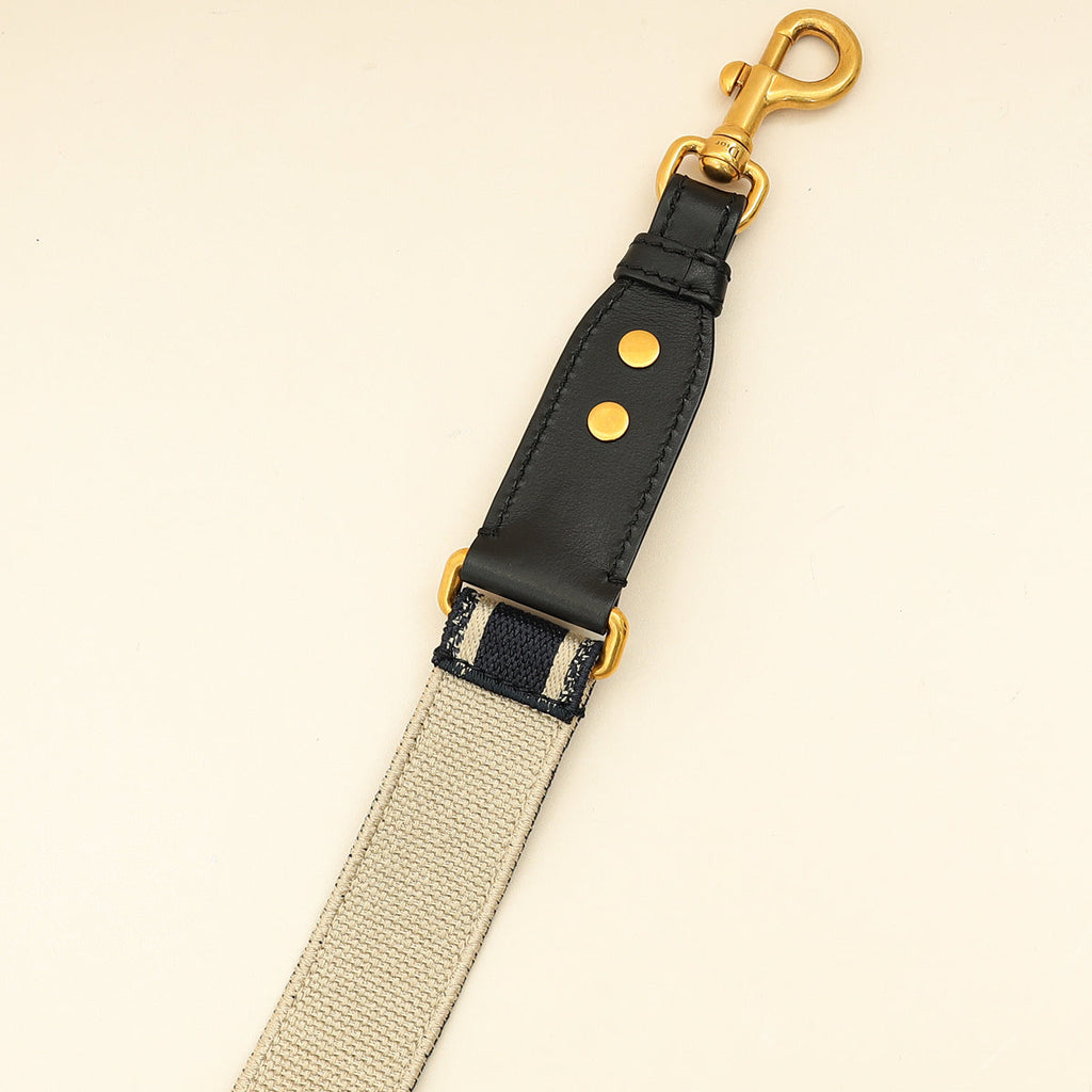 Christian Dior Navy Blue 'Christian Dior' Embroidery Adjustable Shoulder Strap