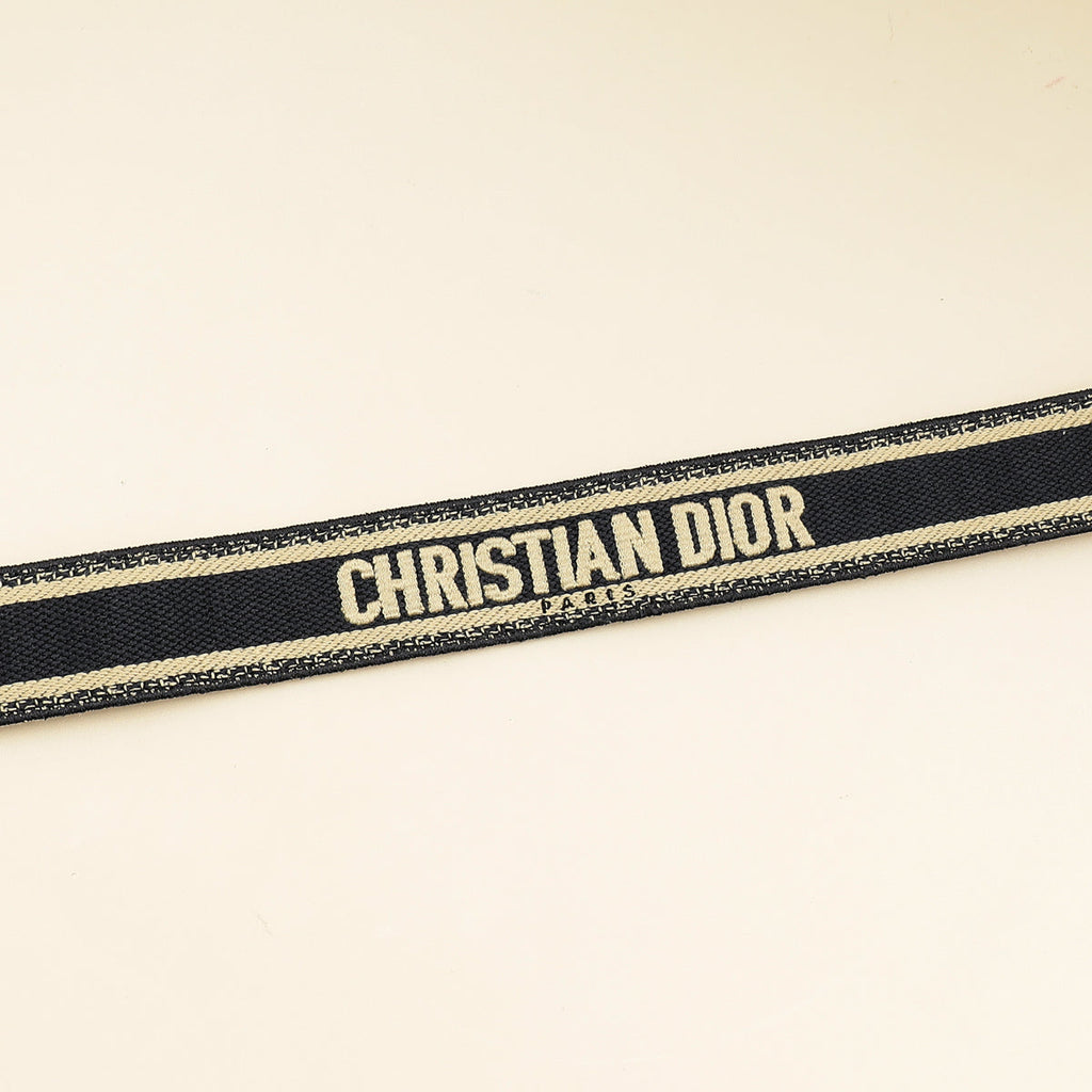 Christian Dior Navy Blue Jacquard Logo Oblique CD Waist Belt