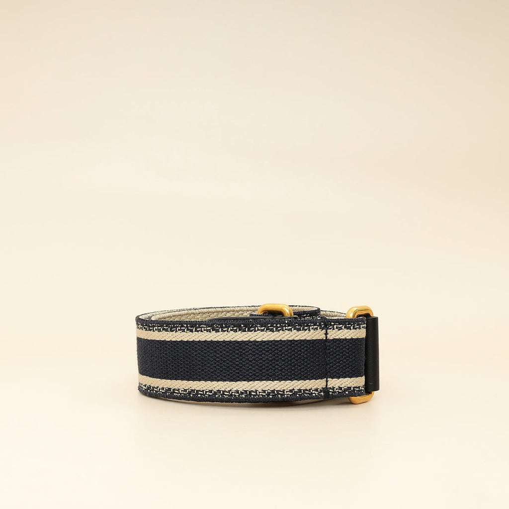 Christian Dior Navy Blue Jacquard Logo Oblique CD Waist Belt