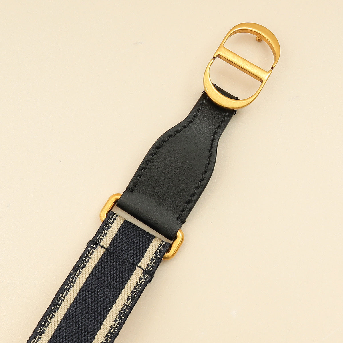 Christian Dior Navy Blue Jacquard Logo Oblique CD Waist Belt