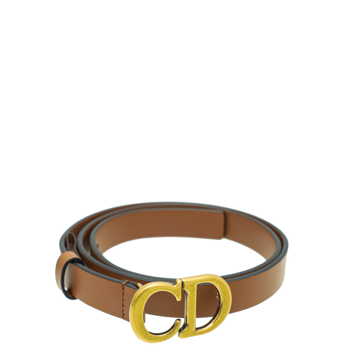 Christian Dior Brown CD Saddle Belt