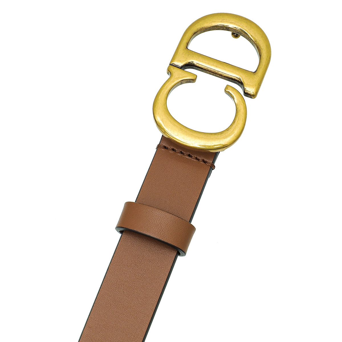 Christian Dior Brown CD Saddle Belt