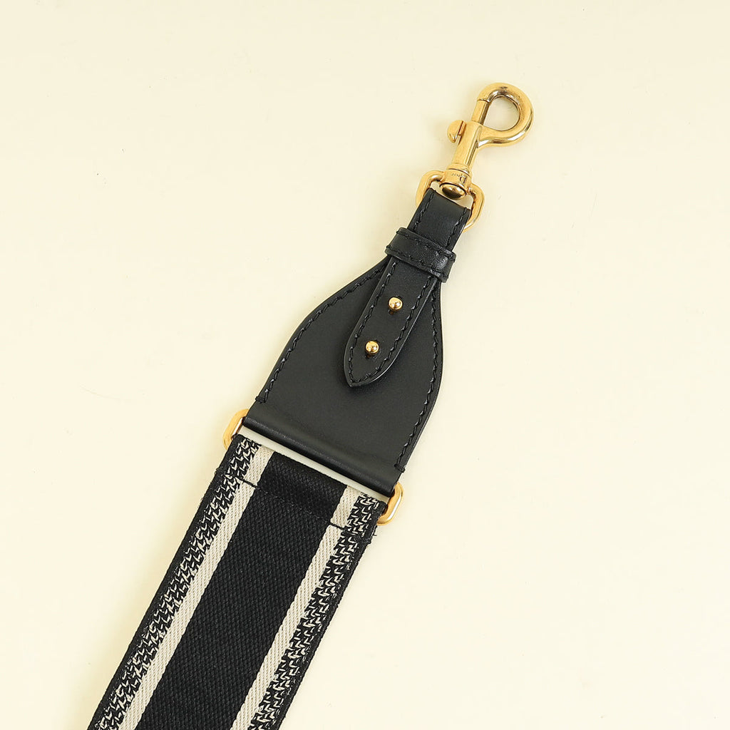 Christian Dior Black Logo Embroidered Bag Strap
