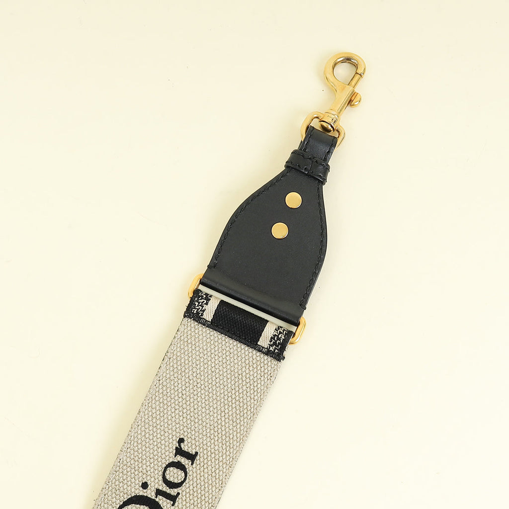 Christian Dior Black Logo Embroidered Bag Strap