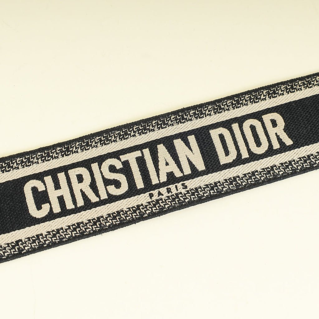 Christian Dior Black Logo Embroidered Bag Strap